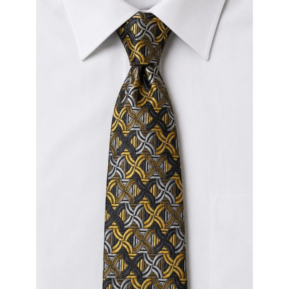 J GARCIA Men's Orange Black Gray Geometric Tie 3.5W X 56L -1010